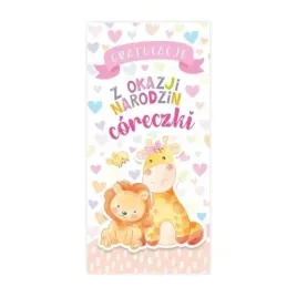 kartka-z-okazji-narodzin-corka-dziewcztnka-lew-zyrafa-roz-zyczenia