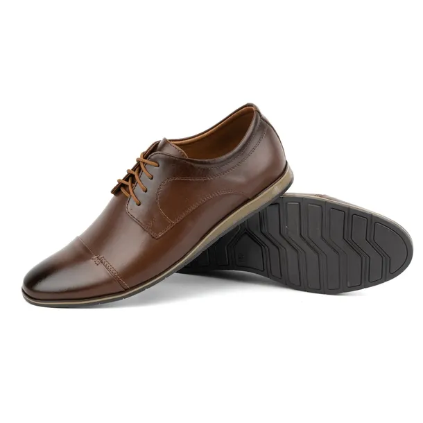 Buty męskie z naturalnej skóry eleganckie sznurowane 276LU brązowe 44