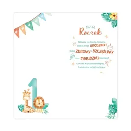 kartka-urodzinowa-roczek-pierwsze-urodziny-zyrafa-lew-zyczenia