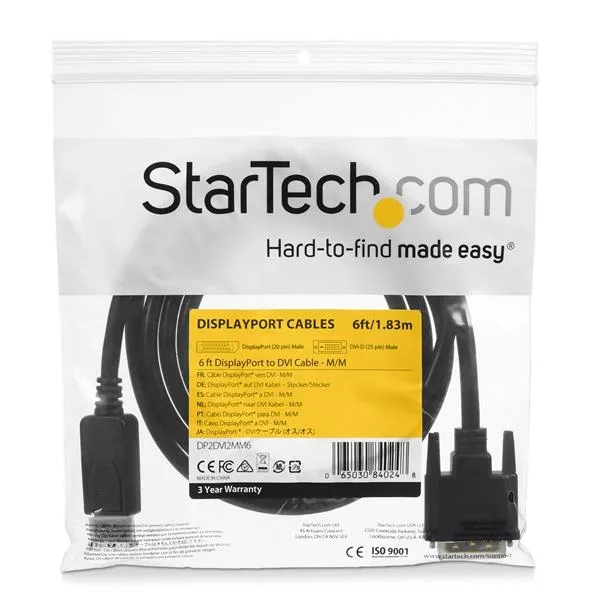 startech-com-dp2dvi2mm6-adapter-kablowy-18-m-displayport-dvi-d-czarny