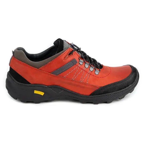 BUTY MĘSKIE TREKKINGOWE SKÓRZANE SZNUROWANE POLSKIE 274GT CZERWONE 43