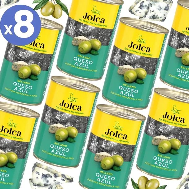 8x Oliwki zielone hiszpańskie ser pleśniowy marynowane puszka 300g Jolca