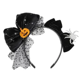 opaska-halloween-czarna-z-kokardkami-dwie-kokardy-dynia-pajak