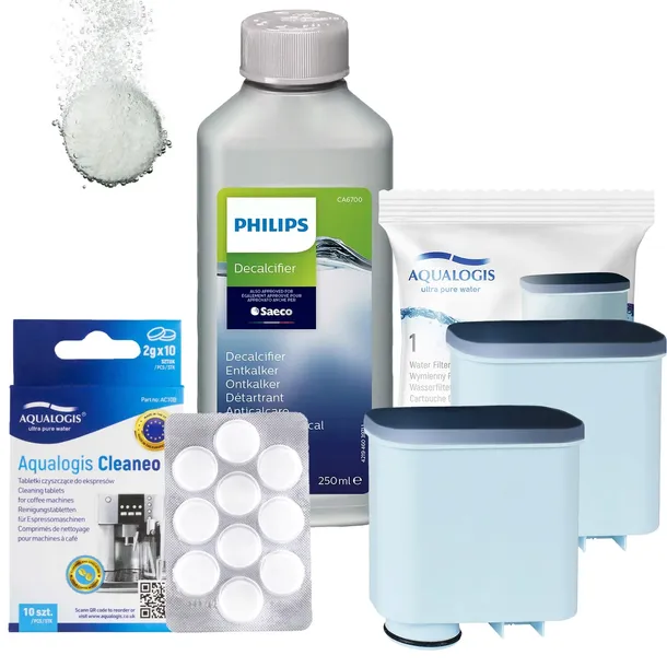 Zestaw do czyszczenia ekspresu Saeco Philips Odkamieniacz Tabletki 2x Filtr
