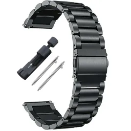 Zdjęcie produktu PASEK BRANSOLETA DO ZEGARKA SMARTWATCHA UNIWERSALNA 22mm CZARNA + TELESKOPY