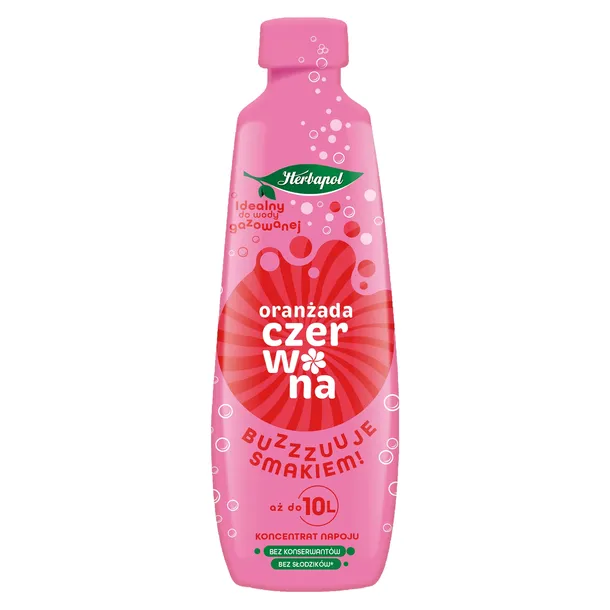 Syrop HERBAPOL koncentrat napoju CZERWONA ORANŻADA dodatek do napoju 405 ml