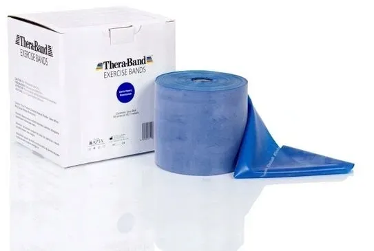 tasma-guma-theraband-niebieska-25m-zestaw-cwiczen-stan-nowy