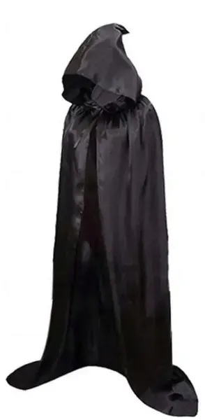 PELERYNA Z KAPTUREM CZARNA DŁUGA OK. 150 CM WAMPIR GOTYK HALLOWEEN PRZEBRANIE