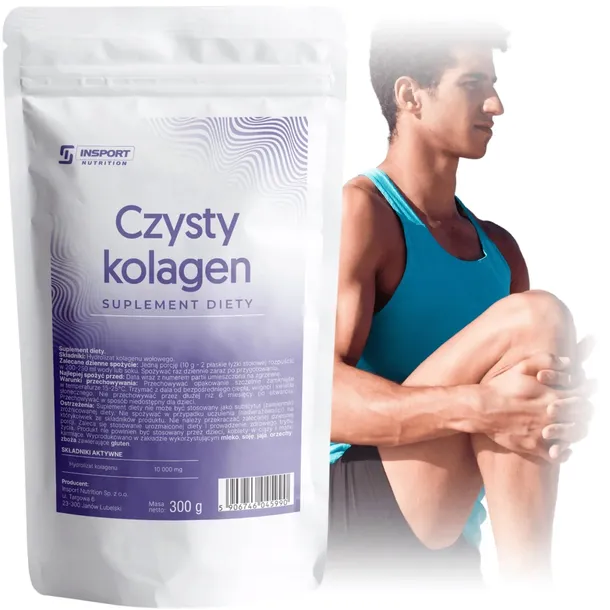 CZYSTY KOLAGEN na STAWY 300g w proszku NATURALNY 10,000 mg Kości | INSPORT