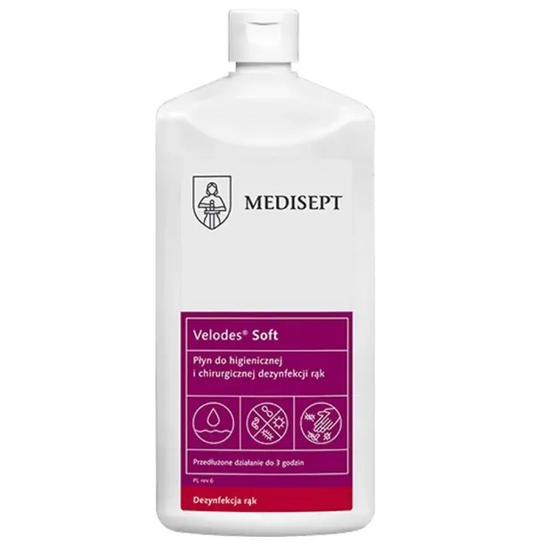 Velodes Soft 500 ml płyn do dezynfekcji rąk dłoni z alkoholem Medisept