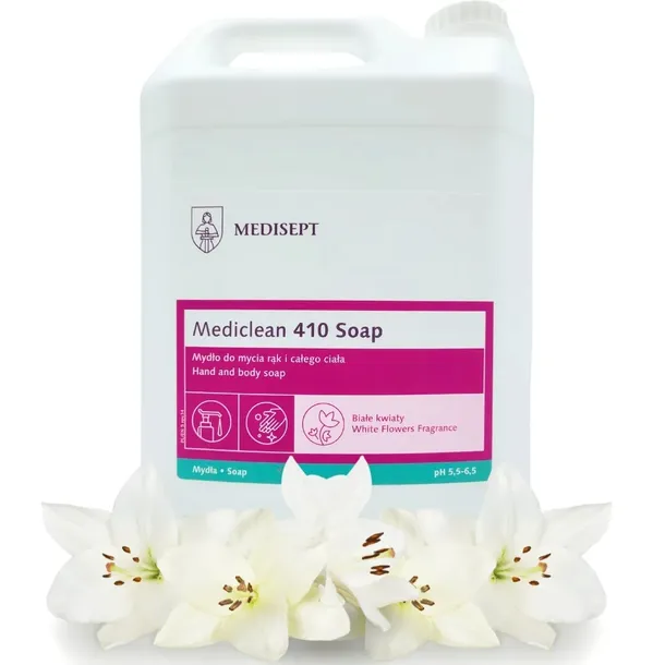Medisept mydło w płynie do rąk i ciała Białe kwiaty 5L Mediclean 410 Soap