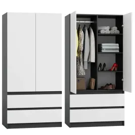 szafa-antracyt-biala-garderoba-duza-na-ubrania-otwierana-szuflady-90cm