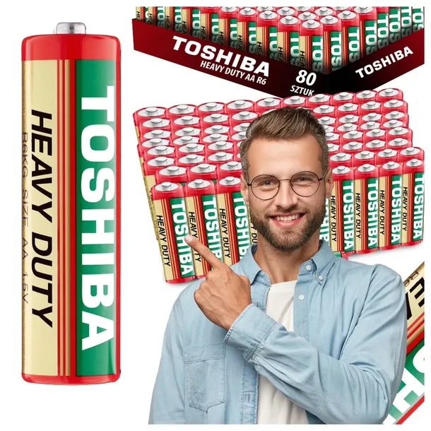 x80 BATERIE R6 AA TOSHIBA HEAVY DUTY 1.5V KOMPLET PALUSZKI ZESTAW BATERII