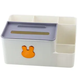 organizer-na-biurko-z-pudelkiem-na-chusteczki-zloty-krolik-bialy