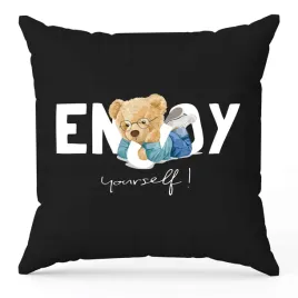 poduszka-czarna-misie-enjoy-yourself-poszewka-prezent-wzory
