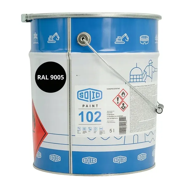 Farba antykoryzyjna DO METALU okrętowa SolidPaint 102 RAL 9005 czarna 5L