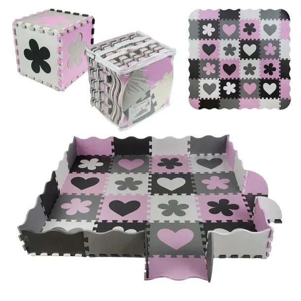 MATA PIANKOWA EDUKACYJNA DUŻE PUZZLE PIANKOWE 2w1 PUZZLE 3D 36 EL 140x140cm