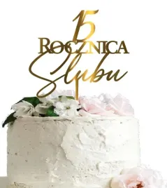 15-rocznica-slubu-topper-na-tort-pleksi-zloty-lustrzany