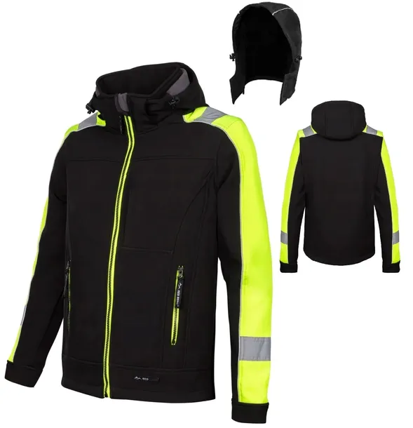 KURTKA ROBOCZA softshell roboczy ODBLASKOWA ostrzegawcza z kapturem WODOODP