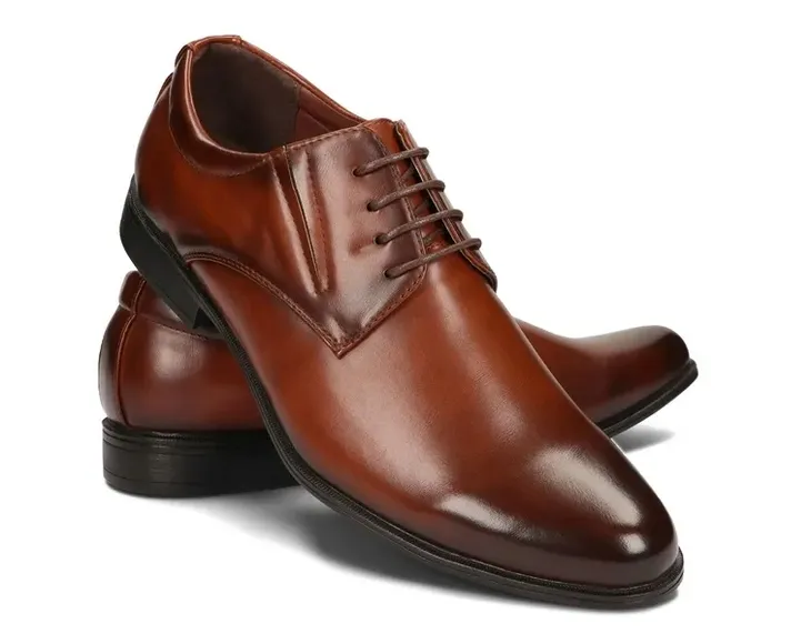 Buty Męskie Półbuty Wiązane Wizytowe Eleganckie Skóra MXC-415/BR Brąz 45