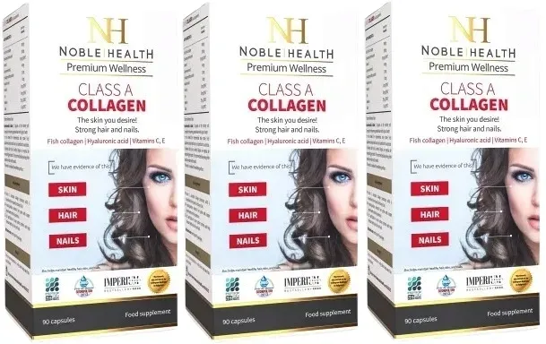 3 sztuki Class A Collagen 90 kaps. Noble Health Zdrowe stawy Odporność