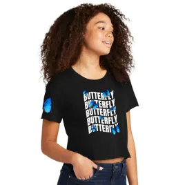 koszulka-damska-krotka-t-shirt-czarna-na-prezent-butterfly-motylki-m