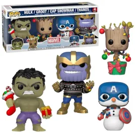 funko-pop-marvel-swiateczny-zestaw-figurek-hulk-groot-cap-snowman-thanos