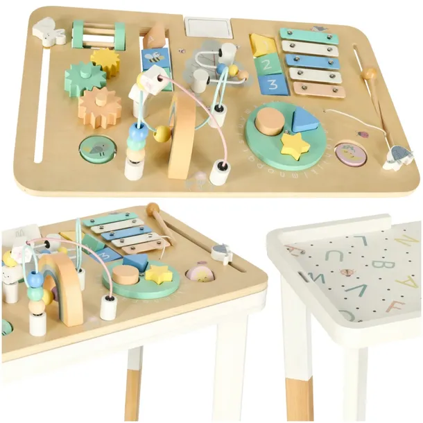 STOLIK MANIPULACYJNY DREWNIANY MONTESSORI EDUKACYJNY KOSTKI SORTER LULILO