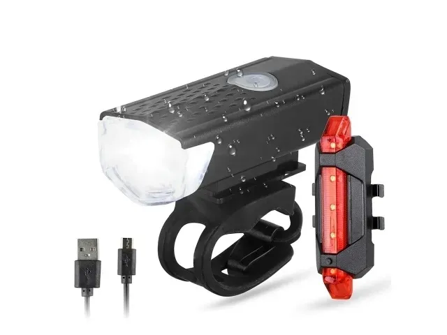 Zestaw lampek rowerowych LED lampka rowerowa przód tył USB 3 tryby mocna
