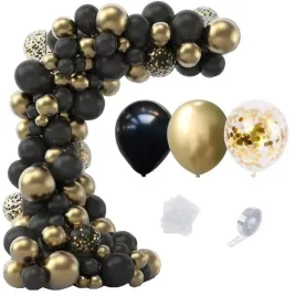 girlanda-balonowa-zloto-czarna-zestaw-107-sztuk