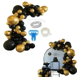 girlanda-balonowa-zloto-czarna-zestaw-100-sztuk