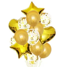 balony-bukiet-balonowy-zloty-14-sztuk-zestaw