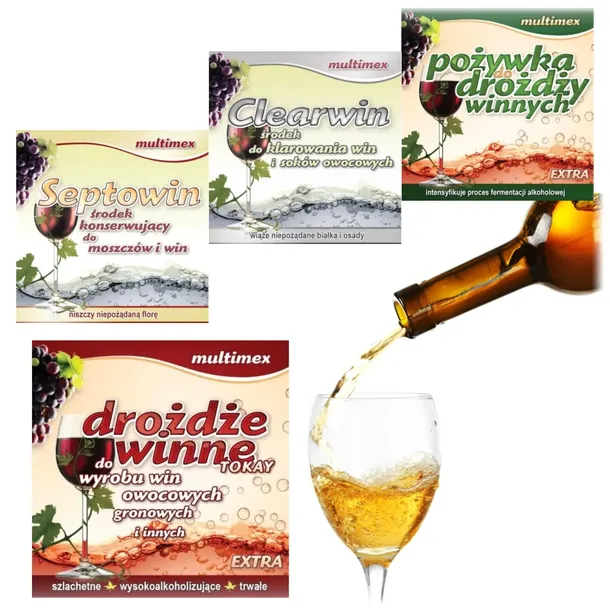 ZESTAW Do Produkcji WIN Białych drożdże TOKAY, pożywka Clearwin, Septowin