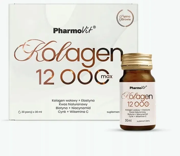 PharmoVit KOLAGEN MAX 12000 Shot KWAS HIALURONOWY BIOTYNA CYNK 30x30ml