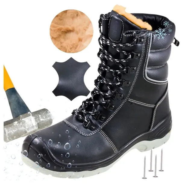 Buty Zimowe robocze męskie S3 Ocieplane wysokie Wodoodporne z Noskiem r. 42