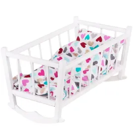 retro-kolyska-drewniana-biala-dla-lalek-peewit-posciel-kwiaty-serca