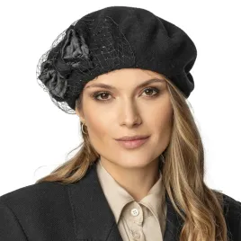 vivisence-7081-czarny-welna-woalka-kokarda-tiul-cieply-damski-beret