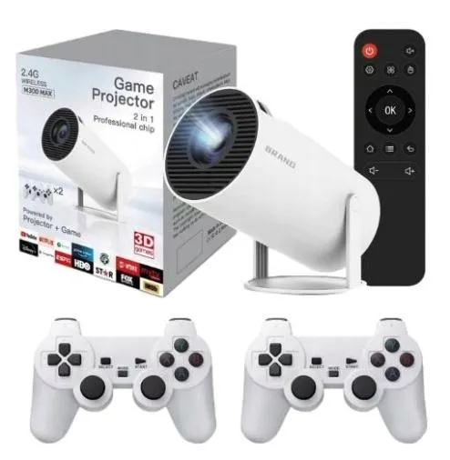 PROJEKTOR RZUTNIK Z GRAMI RETRO M300 + 2 PADY ROZDZIELCZOŚĆ 4K TV WIFI
