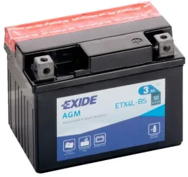 Zdjęcie produktu Akumulator motocyklowy EXIDE ETX4L-BS YTX4L-BS 12V 3Ah 50A P+
