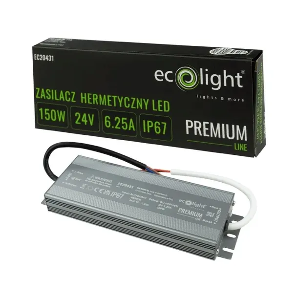 ZASILACZ HERMETYCZNY DO LED PREMIUM 150W 24V WODOODPORNY ECOLIGHT EC20431