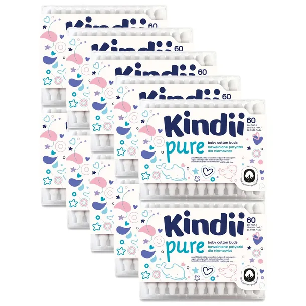 10 x Cleanic PATYCZKI DLA NIEMOWLĄT KINDII PURE Bawełniane 60 sztuk
