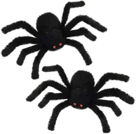 duze-czarne-pajaki-na-halloween-30-cm-z-czerwonymi-oczami-zestaw-2-sztuk
