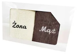 komplet-recznikow-slubny-maz-zona-2-szt-50x90-krem-czekolada