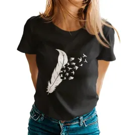 koszulka-damska-z-nadrukiem-pioro-ptaszki-t-shirt