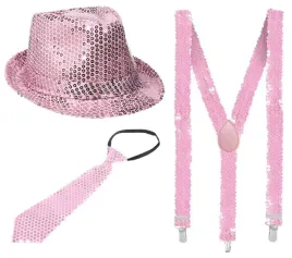 zestaw-pudrowy-roz-kapelusz-cekinowy-krawat-szelki-cekin-jasny-rozowy