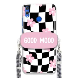 etui-do-huawei-honor-8x-uchwyt-sznurek-kratka-czarno-bialy