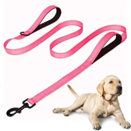 smycz-dla-psa-double-handle-treningowa-odblask-rico-18m-mocna-neon-roz-25