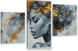 tryptyk-obraz-na-sciane-canvas-do-salonu-portret-kobiety-kwiaty-zloto
