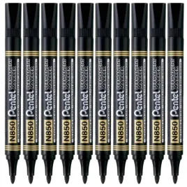 pentel-marker-biurowy-permanentny-n850-okragly-czarny-10-sztuk