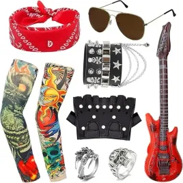 10x-akcesoria-rockman-stroj-przebranie-meskie-gitara-okulary-retro-vintage